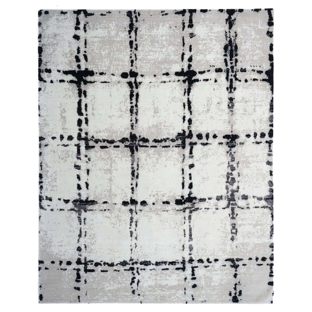 A L V A R luxury handmade rug by Cherom, New Zealand wool, contemporary check pattern.