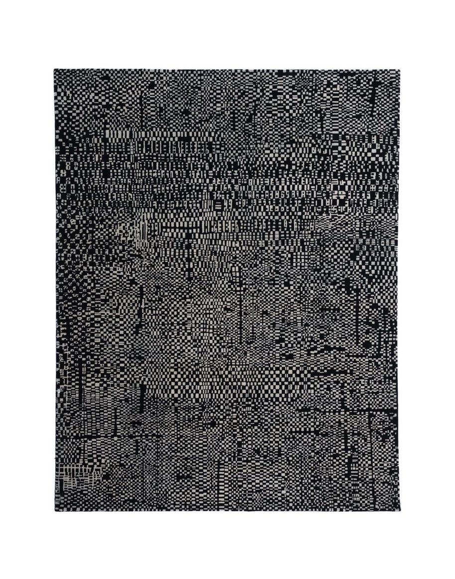 E U G E N E luxury handmade rug by Cherom, black and white New Zealand wool, modern rug with contemporary design.