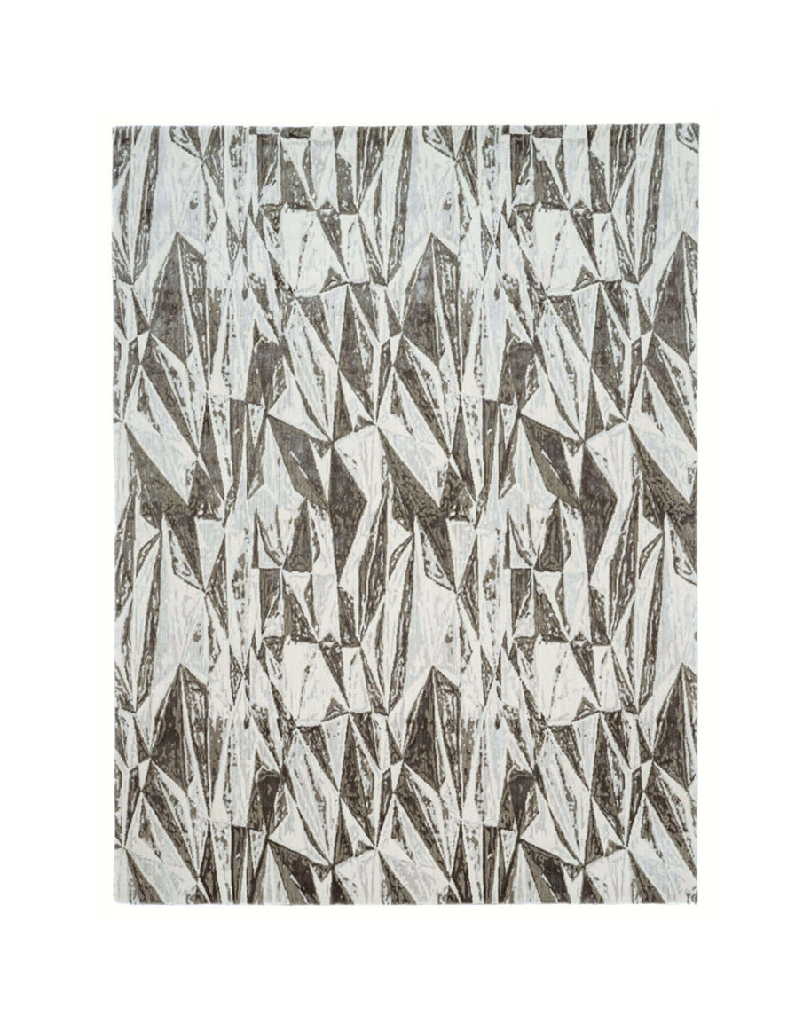 C L I F T O N luxury handmade rug by Cherom, modern design in bamboo silk and New Zealand wool.