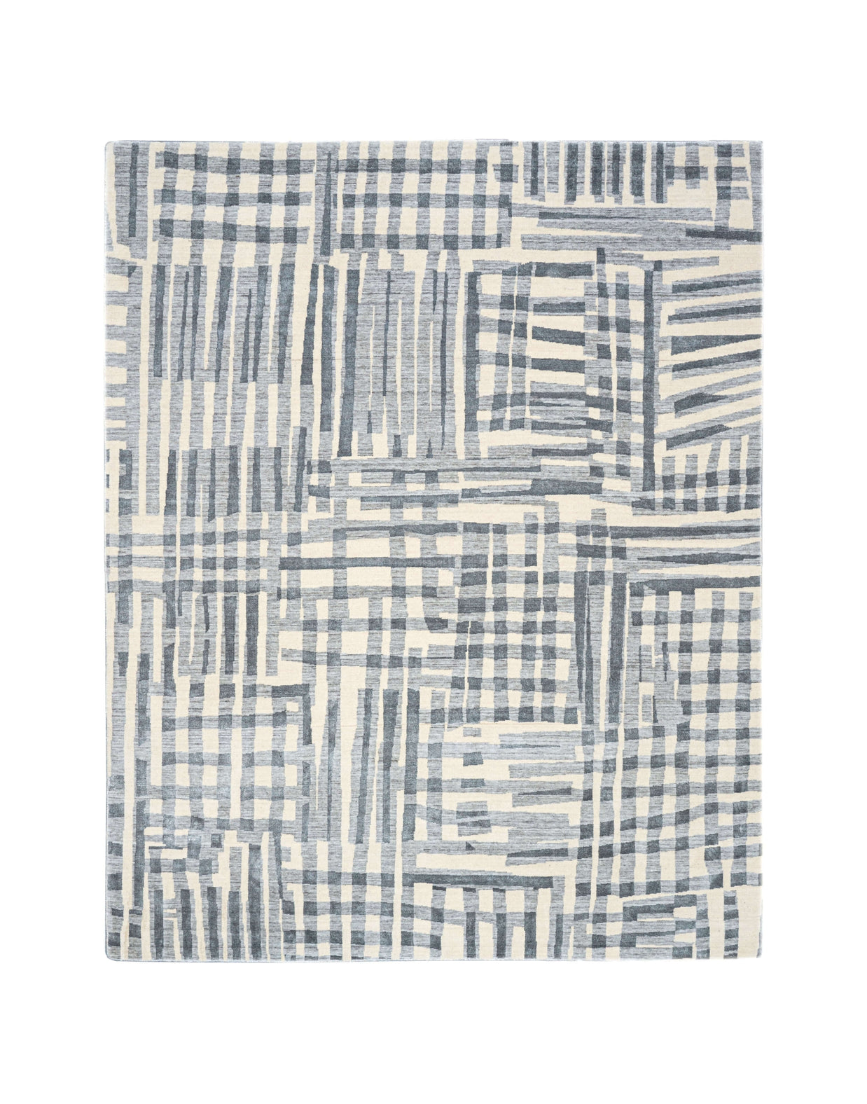 D E L M A R luxury handmade rug by Cherom, blue bamboo silk and New Zealand wool.