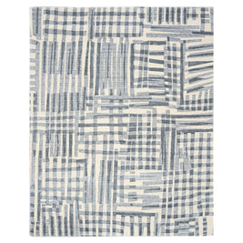 D E L M A R luxury handmade rug by Cherom, blue bamboo silk and New Zealand wool.
