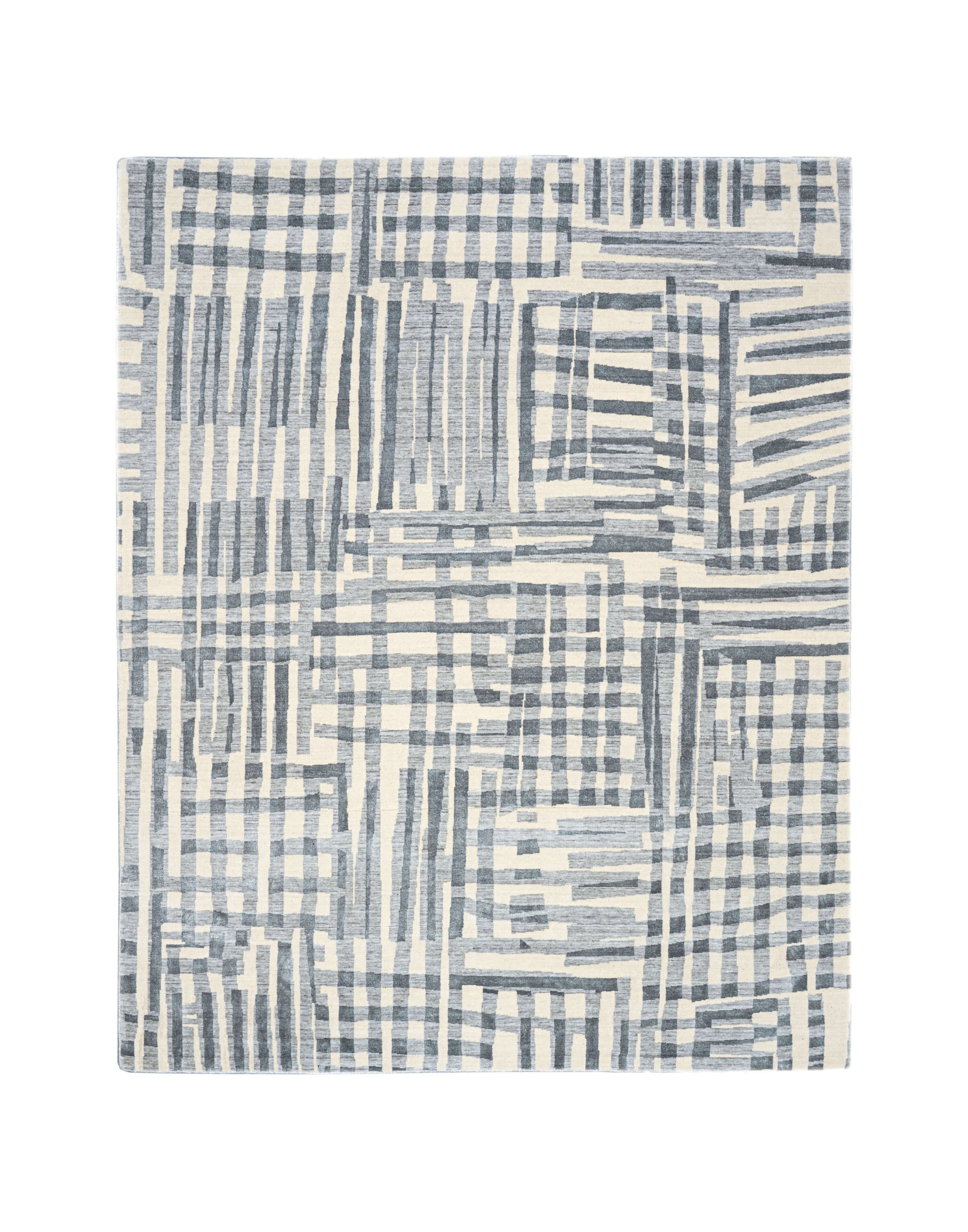 D E L M A R luxury handmade rug by Cherom, blue bamboo silk and New Zealand wool.