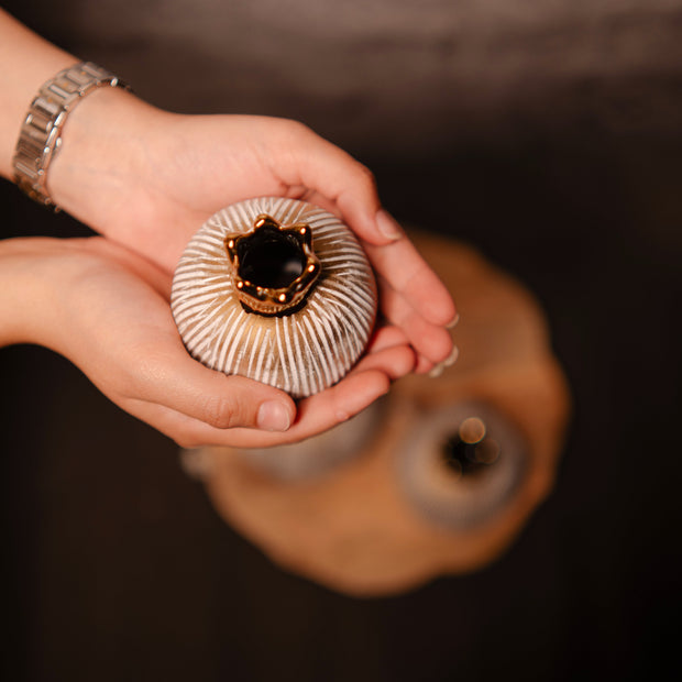 Golden Pomegranate Glory Vase Set – Luxury Porcelain Mini Vases for Home Decor - https://artecasa.in/