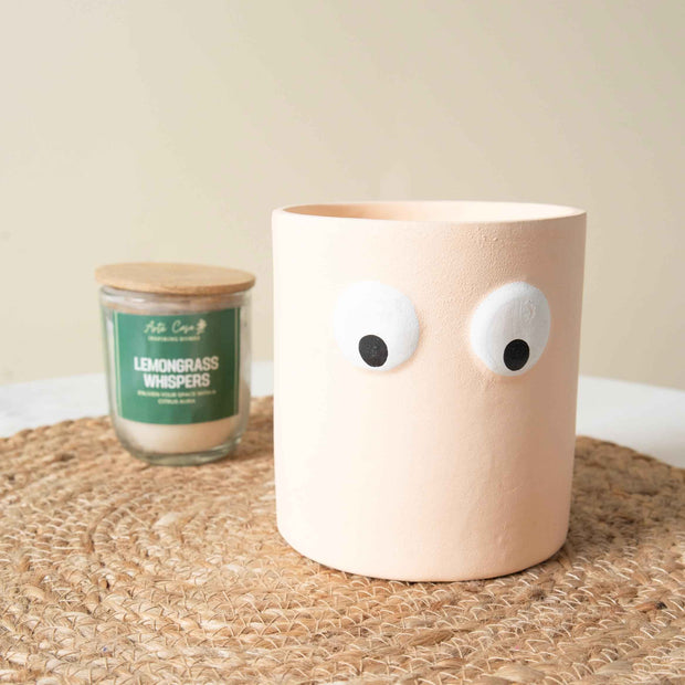 Face of Green Planter | Sculpted Ceramic Face Pot