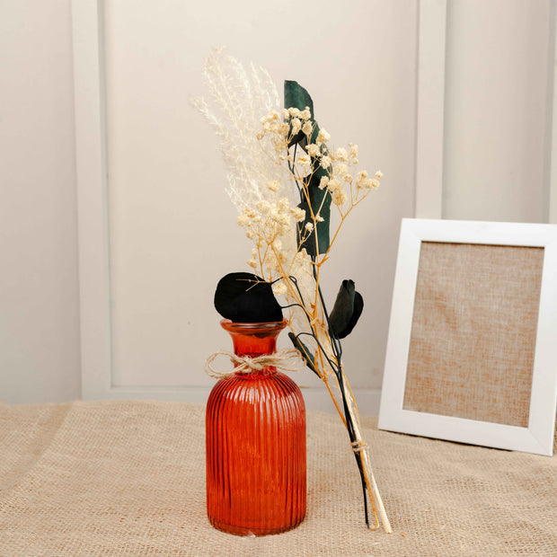 Amber Haven Large Glass Vase with Dried Flowers | Elegant Home Décor