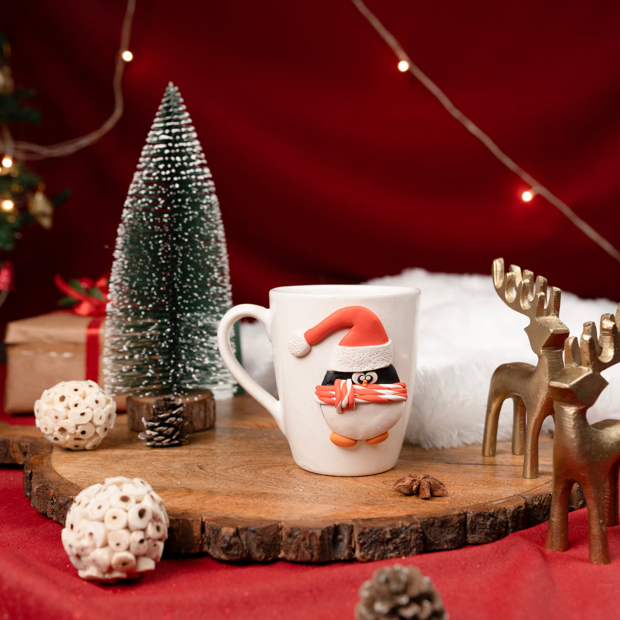 Santa Pengo Mug – Cute Penguin Christmas Mug for Coffee & Cocoa | Festive Holiday Mug for Gifting & Winter Drinks (Set of 1) - https://artecasa.in/