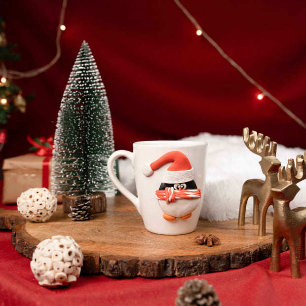 Santa Pengo Mug – Cute Penguin Christmas Mug for Coffee & Cocoa | Festive Holiday Mug for Gifting & Winter Drinks (Set of 1)