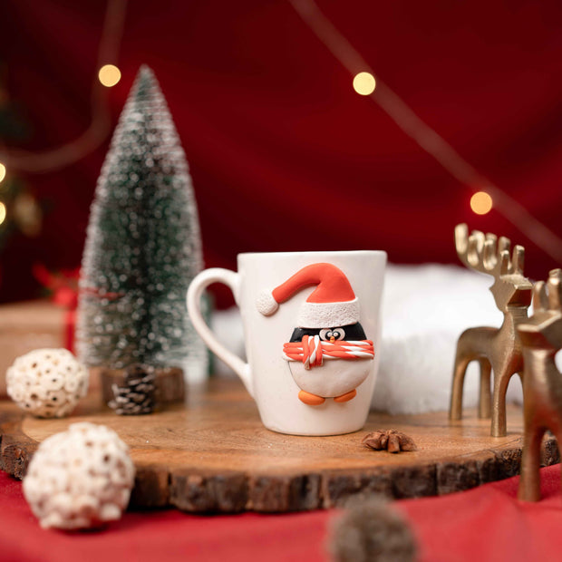 Santa Pengo Mug – Cute Penguin Christmas Mug for Coffee & Cocoa | Festive Holiday Mug for Gifting & Winter Drinks (Set of 1)