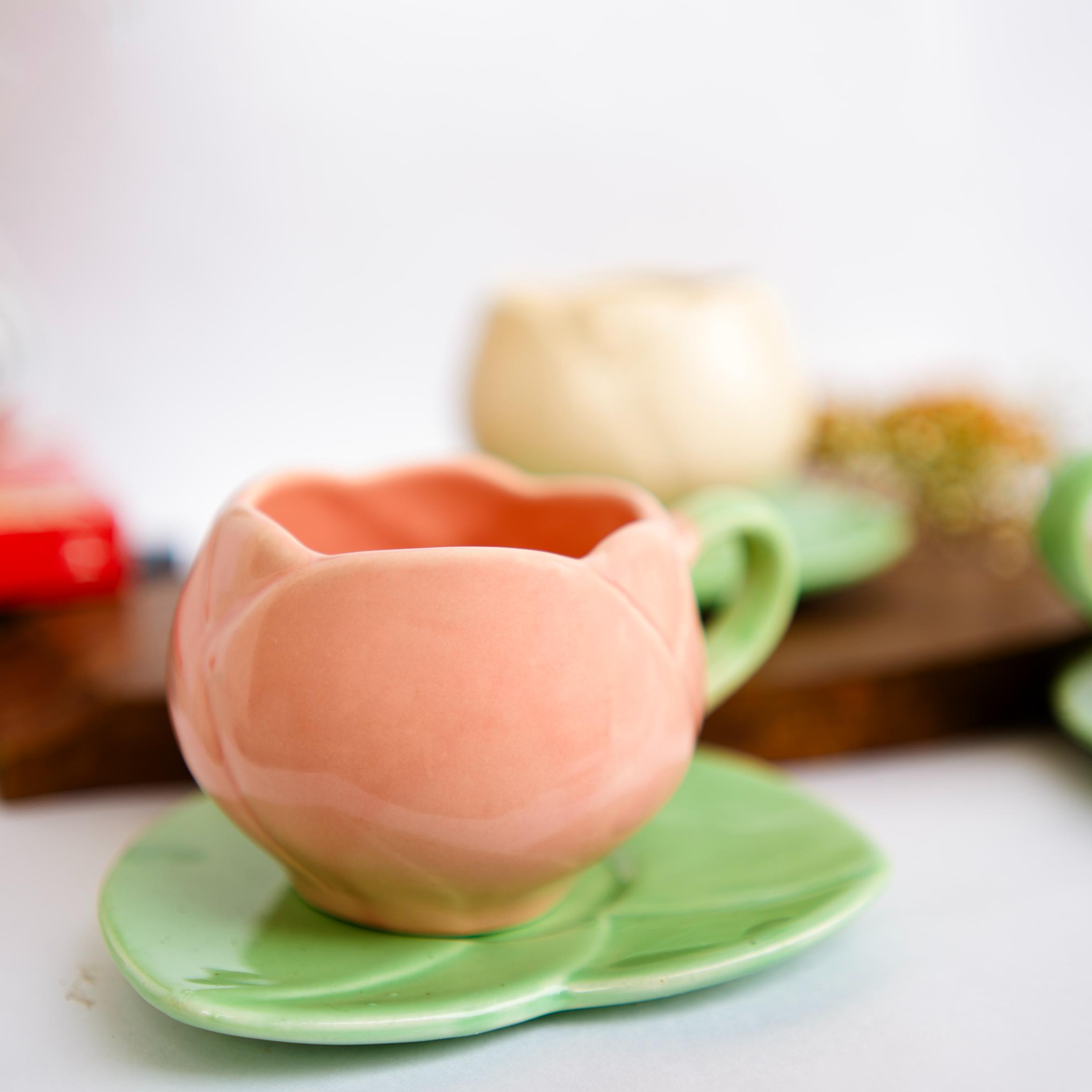 Tulip charm cup saucer-Pink - https://artecasa.in/