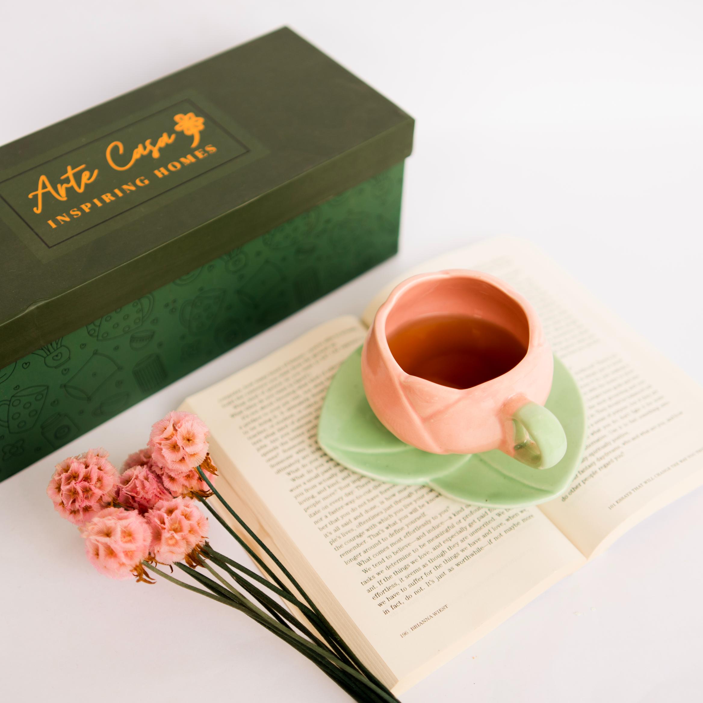 Tulip charm cup saucer-Pink - https://artecasa.in/