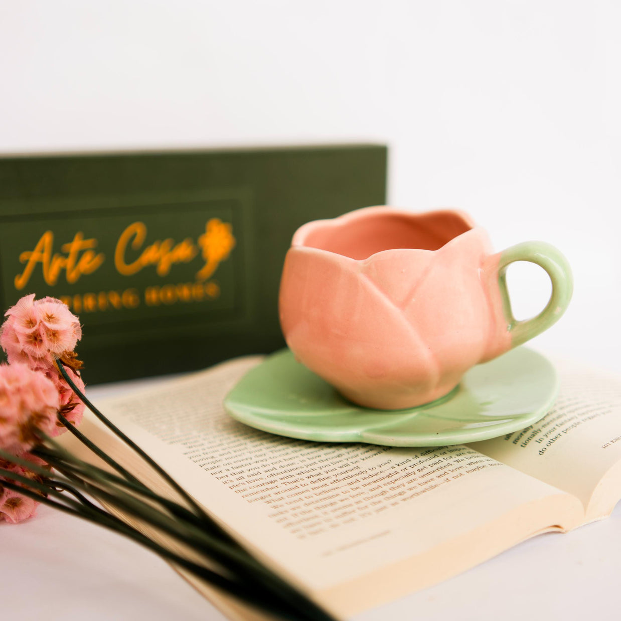 Tulip charm cup saucer-Pink - https://artecasa.in/