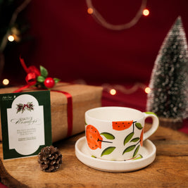 Citrus Delight Cup & Saucer Set – Orange Coffee Cup with Saucer - https://artecasa.in/