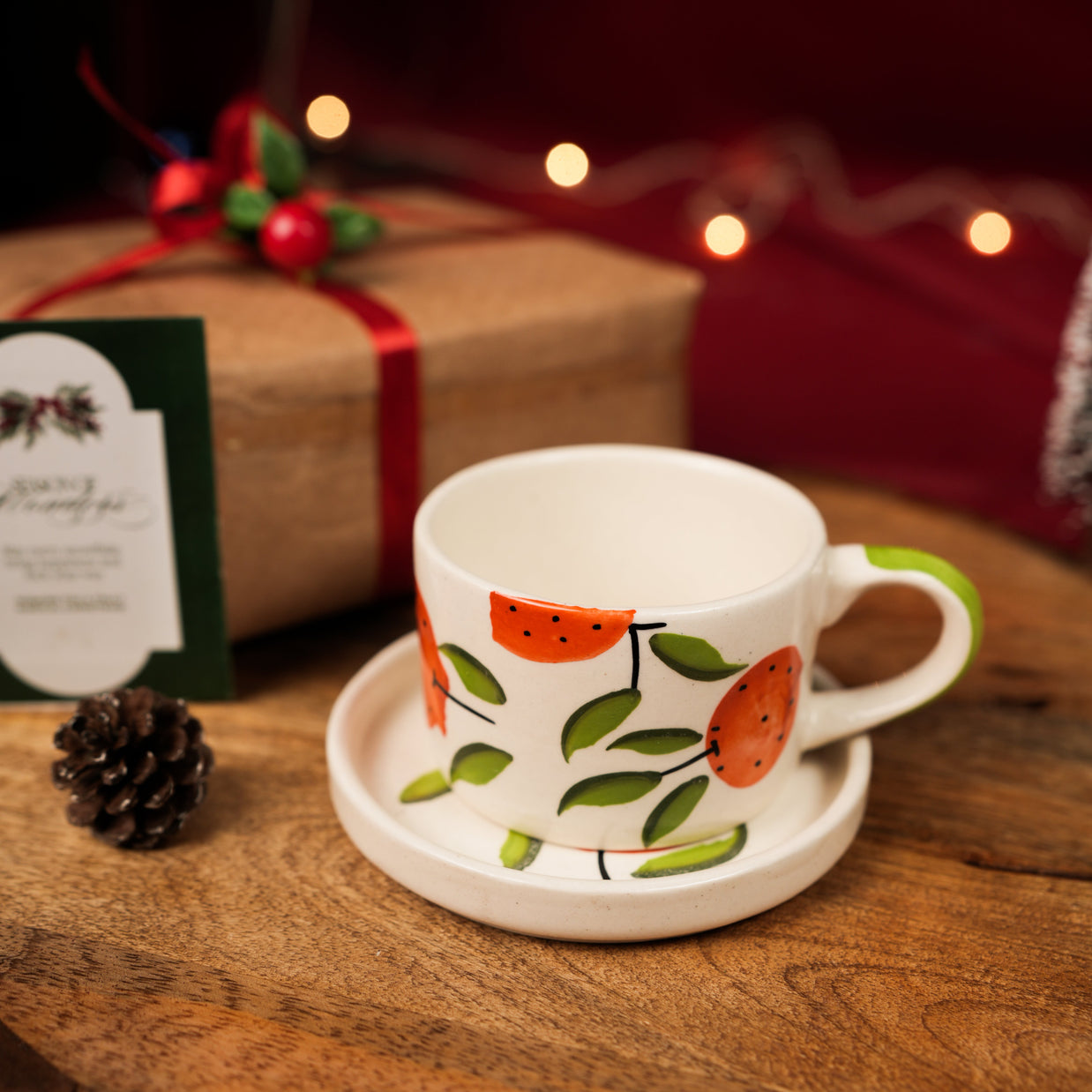 Citrus Delight Cup & Saucer Set – Orange Coffee Cup with Saucer - https://artecasa.in/