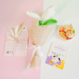 Handcrafted crochet lily Rakhi hamper (White) - https://artecasa.in/