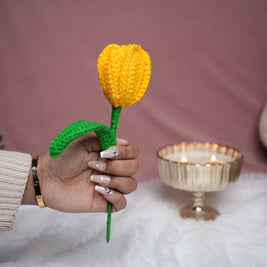 Handcrafted Tulip Crochet – Yellow Forever Flower | ArteCasa - https://artecasa.in/