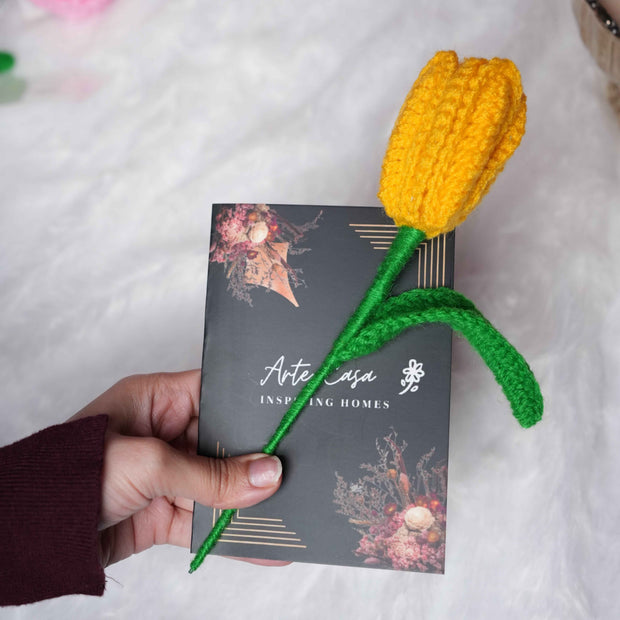 Handcrafted Tulip Crochet – Yellow Forever Flower | ArteCasa