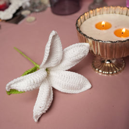Handcrafted Crochet Lily – White Forever Flower | ArteCasa - https://artecasa.in/