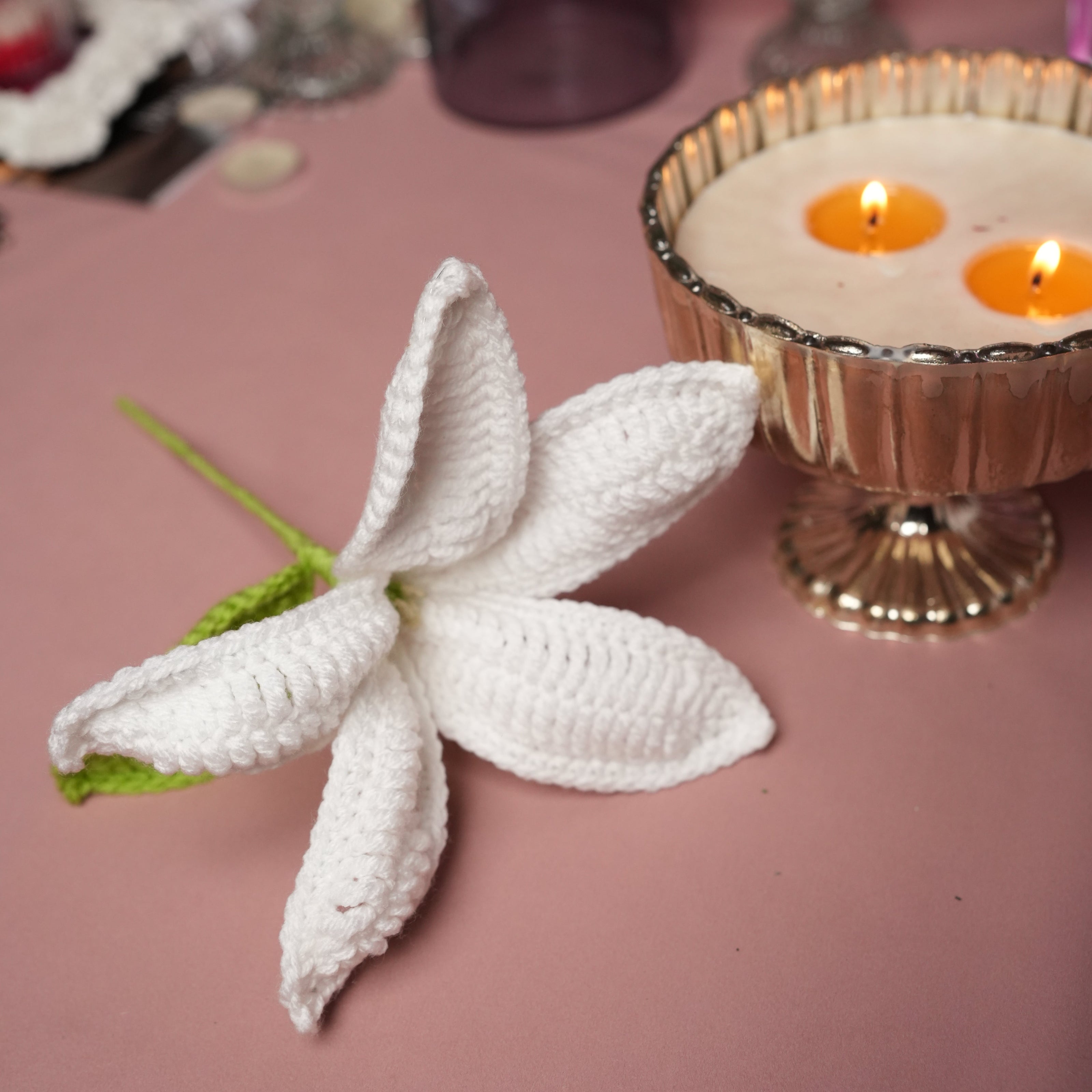 Handcrafted Crochet Lily – White Forever Flower | ArteCasa - https://artecasa.in/