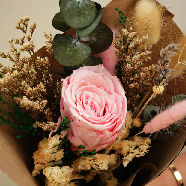 Blush & Bloom Preserved Pink Rose Bouquet | Handmade Dried Flower Bouquet for Gifting & Home Décor