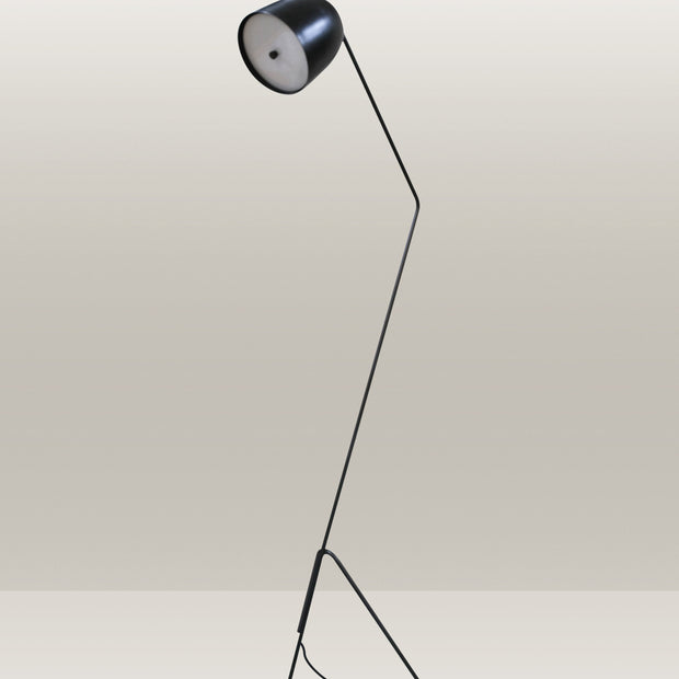 Contemporary black floor lamp with a streamlined silhouette, perfect for any living space.