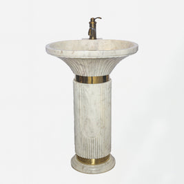 WHITE MARBLE PEDESTAL SINK
