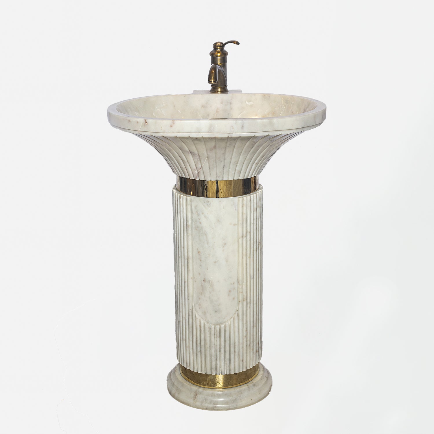 WHITE MARBLE PEDESTAL SINK