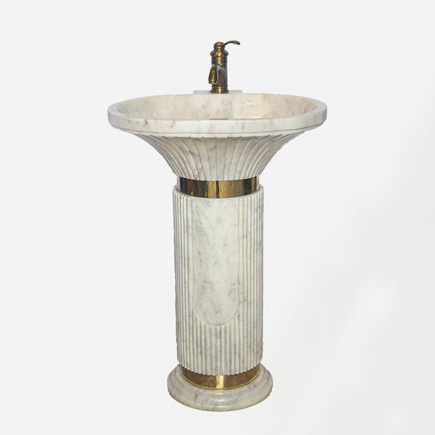 WHITE MARBLE PEDESTAL SINK