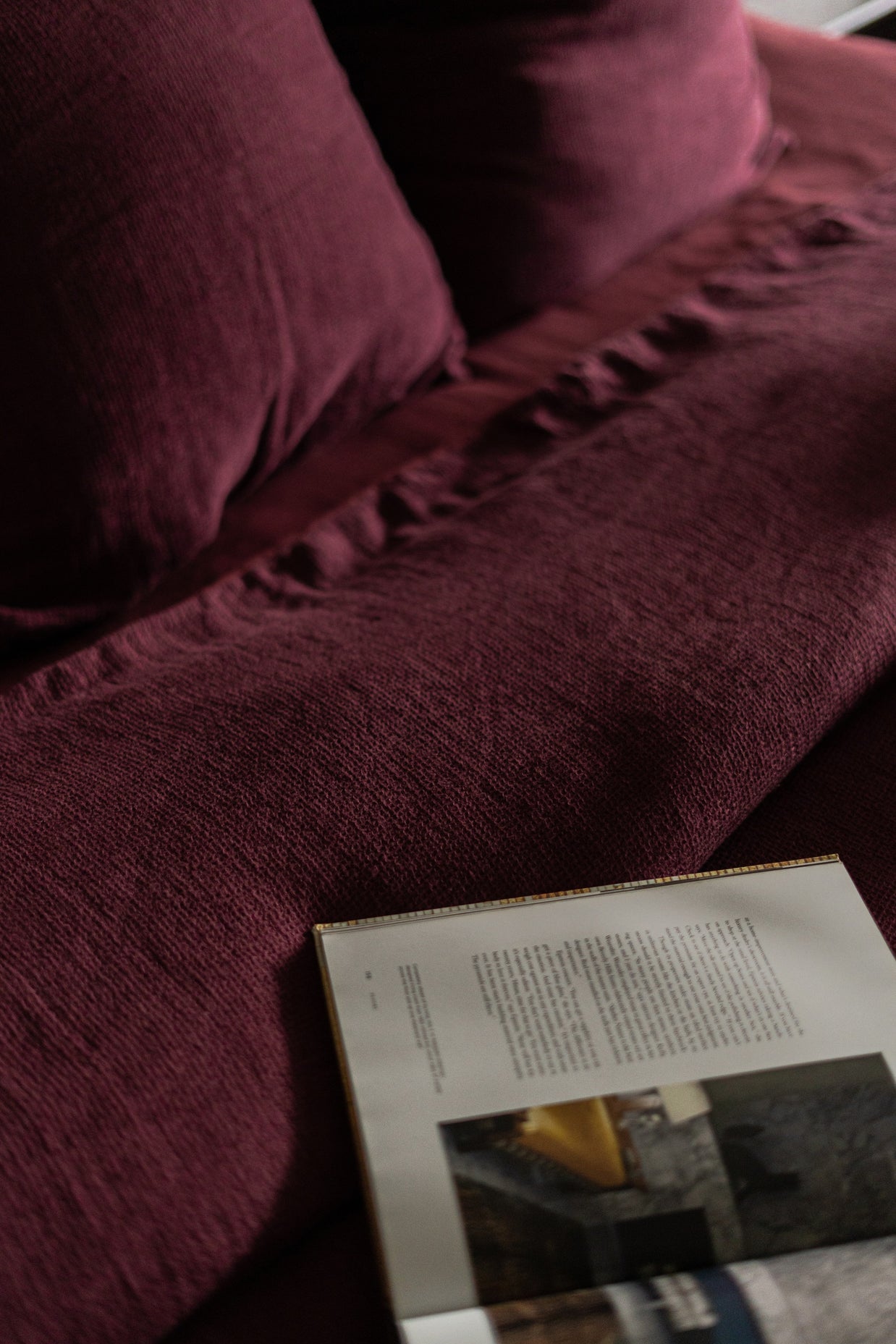 Berry waffle duvet cover set