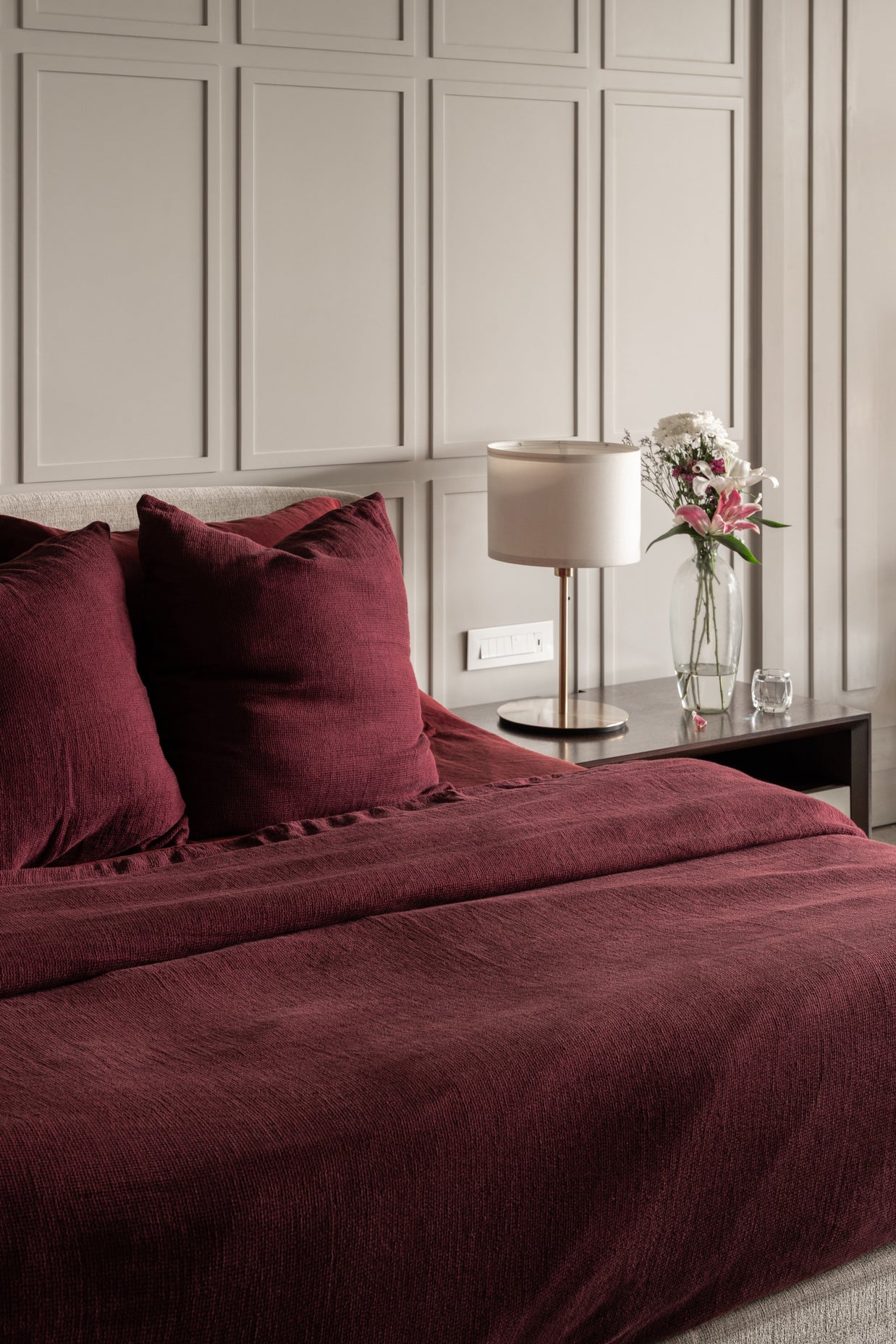 Berry waffle duvet cover set