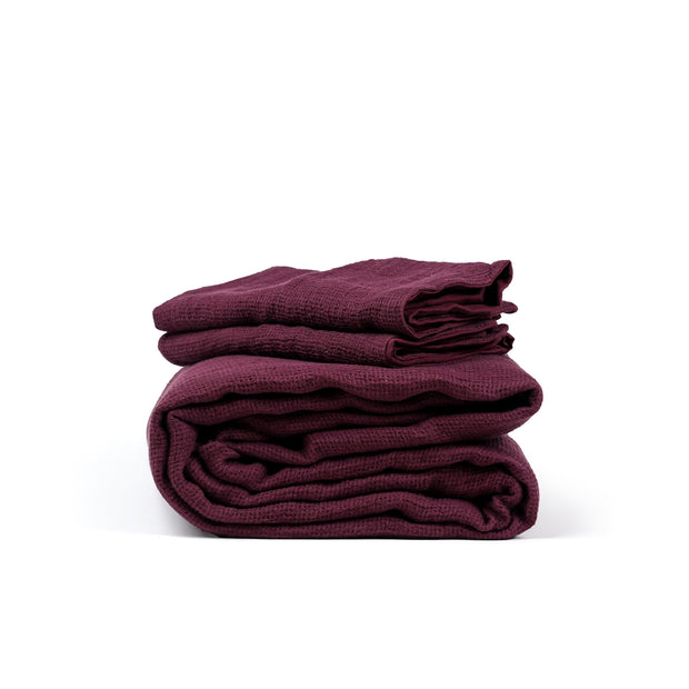 Berry waffle duvet cover set
