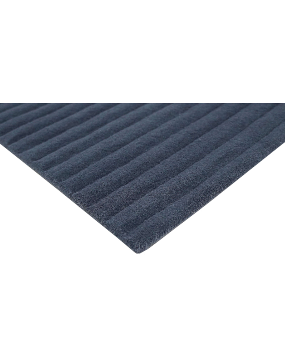 S C U L P T E D - C O R D U O Y luxury handmade rug by Cherom in deep navy New Zealand wool.