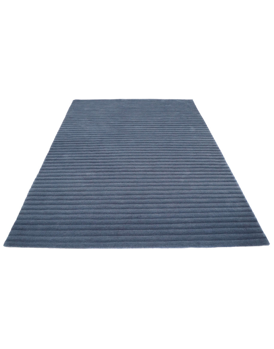 S C U L P T E D - C O R D U O Y luxury handmade rug by Cherom, blue New Zealand wool, modern contemporary design