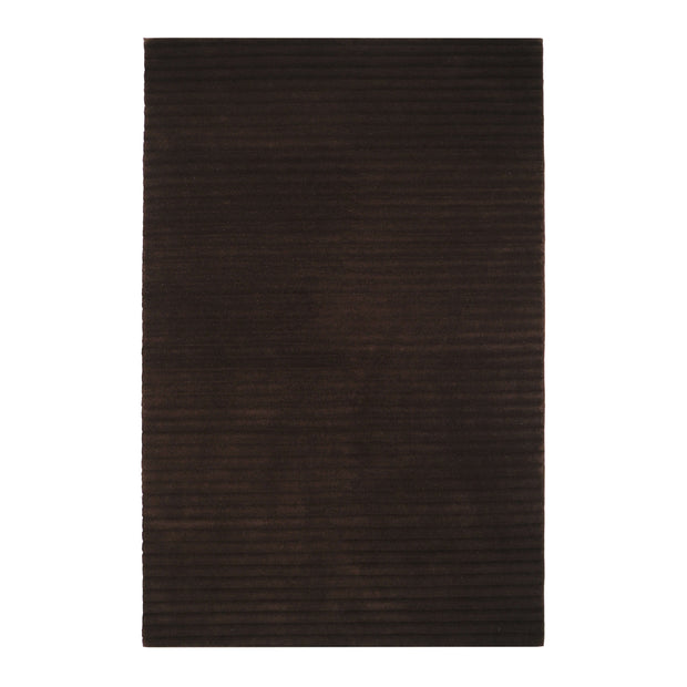 S C U L P T E D - C O R D U O Y luxury handmade rug by Cherom in dark brown New Zealand wool.