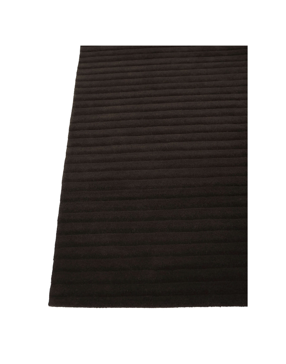 S C U L P T E D - C O R D U O Y luxury handmade rug by Cherom in black New Zealand wool.
