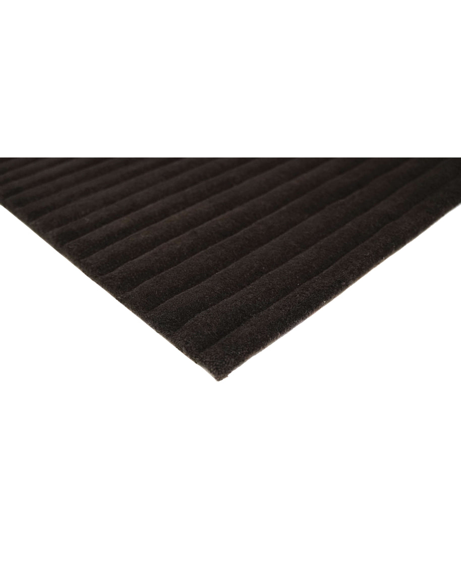 S C U L P T E D - C O R D U O Y luxury handmade rug by Cherom in dark New Zealand wool.
