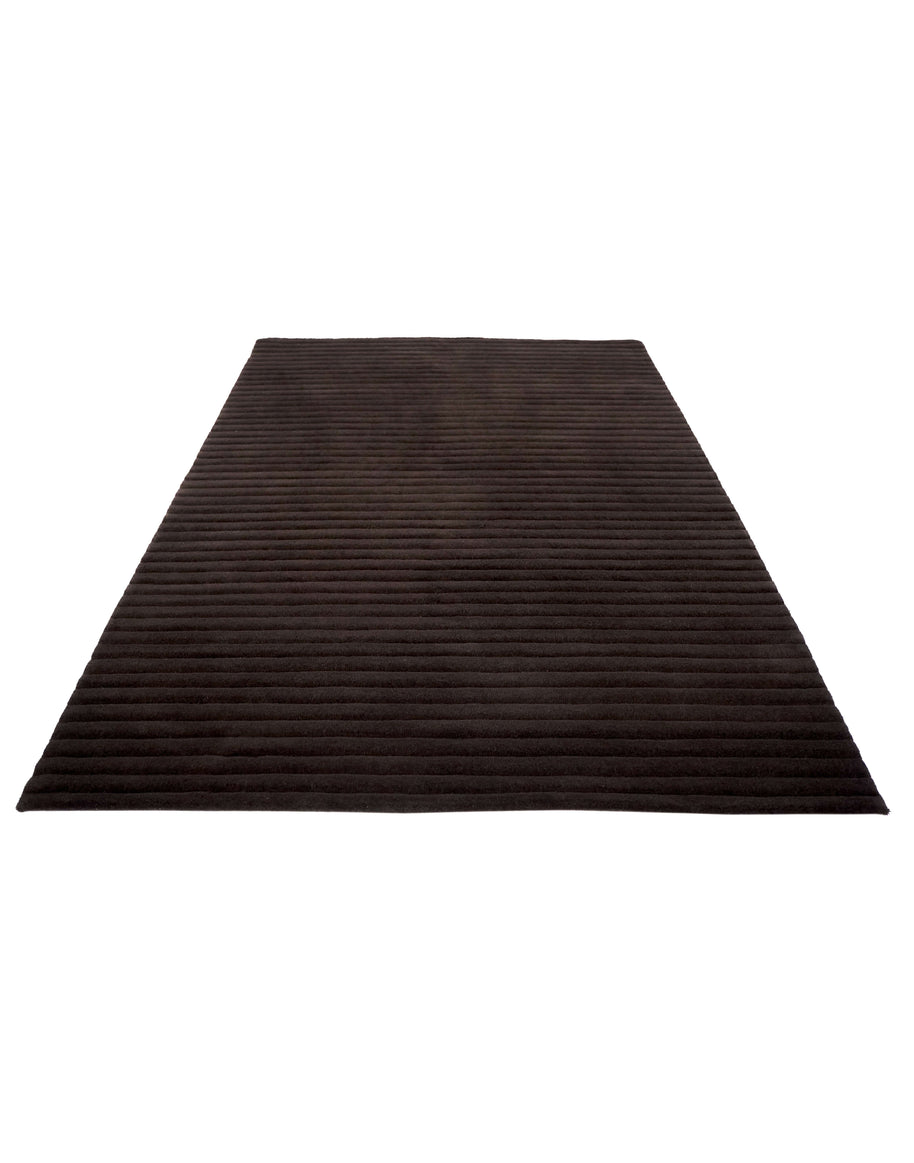 S C U L P T E D - C O R D U R O Y luxury handmade rug by Cherom, modern black New Zealand wool.