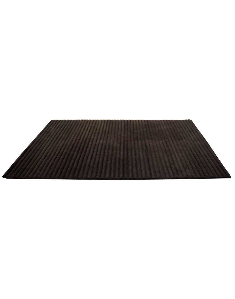 S C U L P T E D - C O R D U O Y luxury handmade rug by Cherom, New Zealand wool, modern design, deep black color.