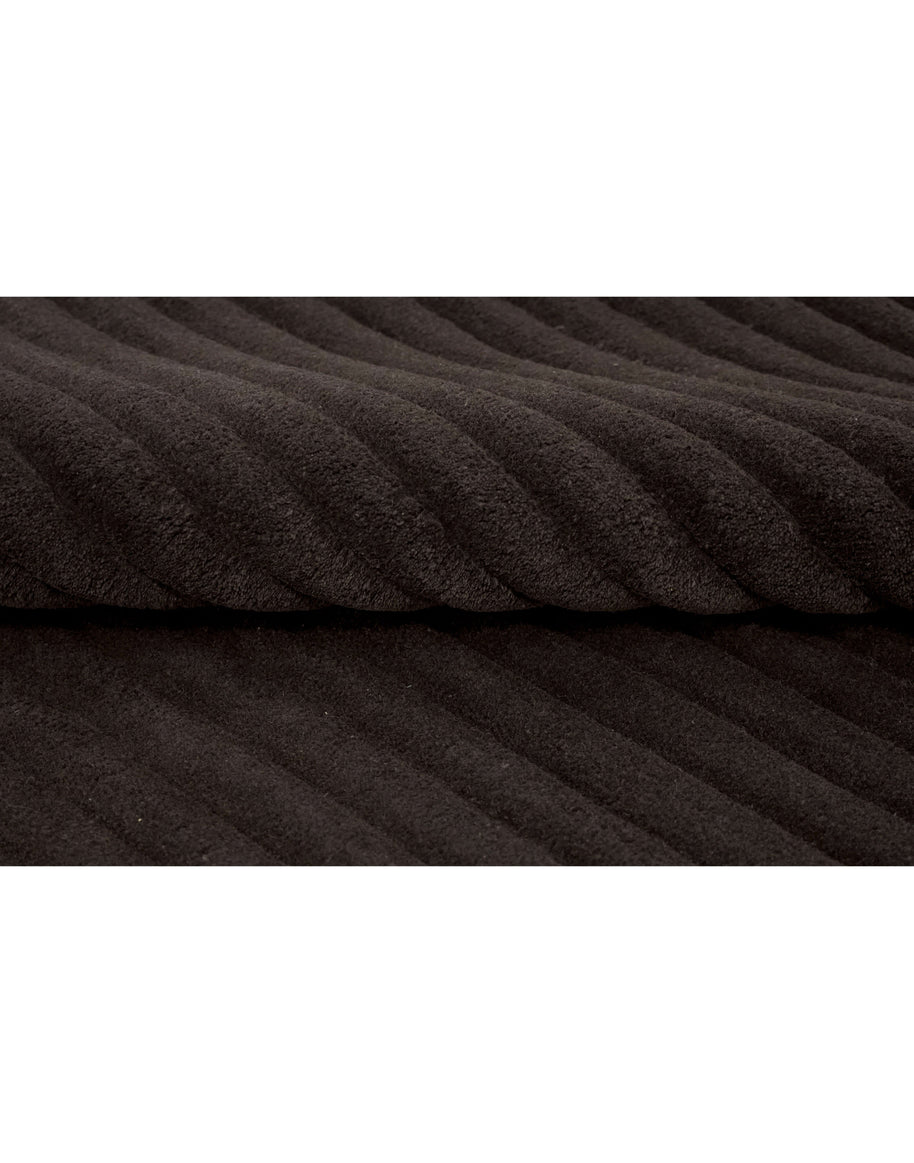 S C U L P T E D - C O R D U O Y luxury handmade rug by Cherom, black New Zealand wool, modern contemporary design.