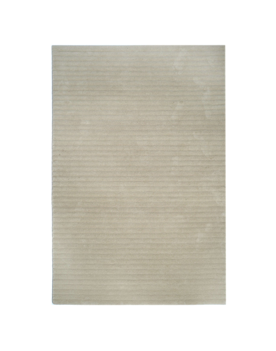 S C U L P T E D - C O R D U O Y luxury handmade rug by Cherom, soft beige New Zealand wool, modern contemporary design.