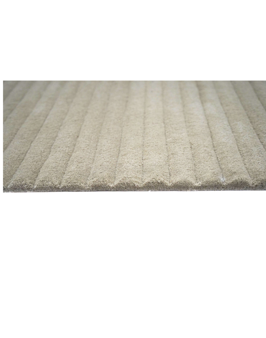 S C U L P T E D - C O R D U O Y luxury handmade rug by Cherom, cream New Zealand wool, contemporary design.