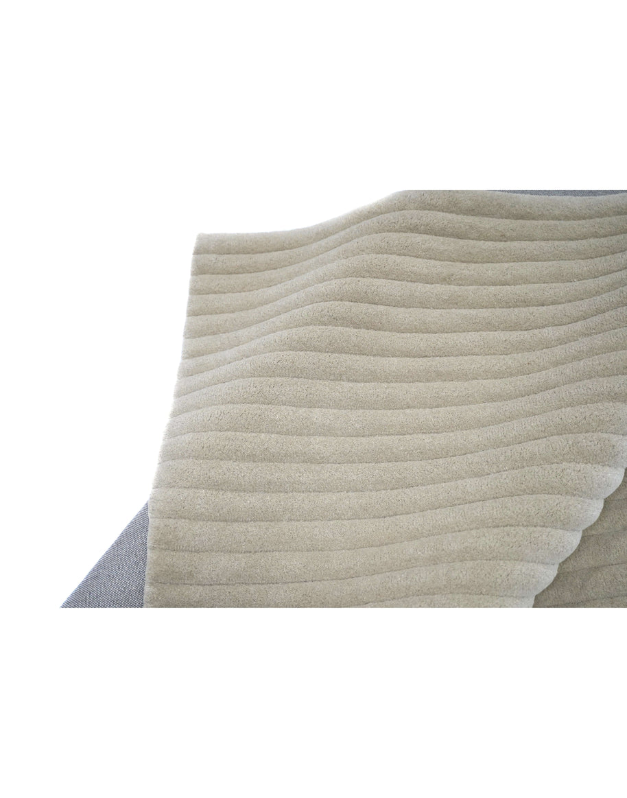 S C U L P T E D - C O R D U O Y luxury handmade rug by Cherom in soft beige New Zealand wool.