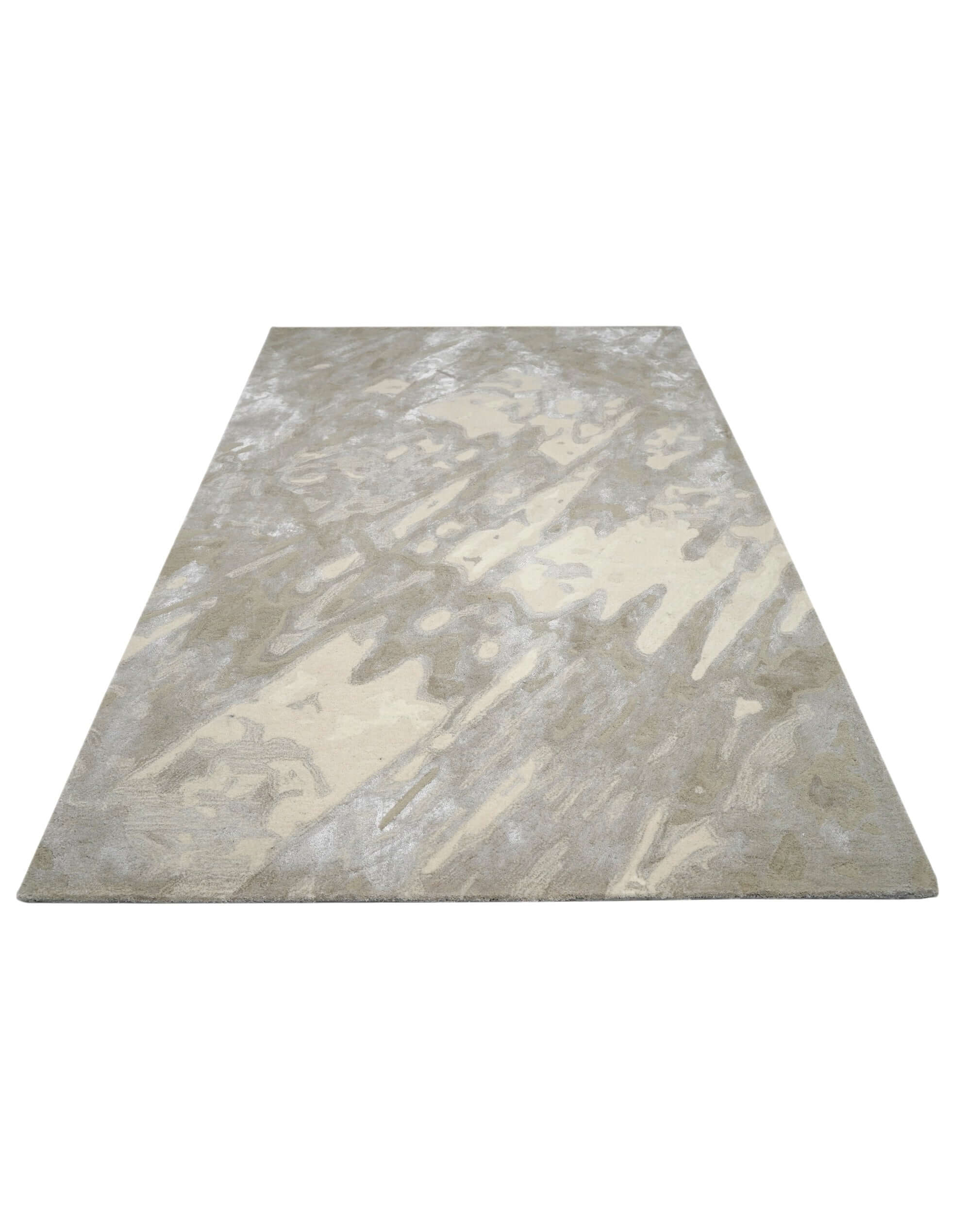 E L S A luxury handmade rug by Cherom in beige New Zealand wool, modern abstract design.