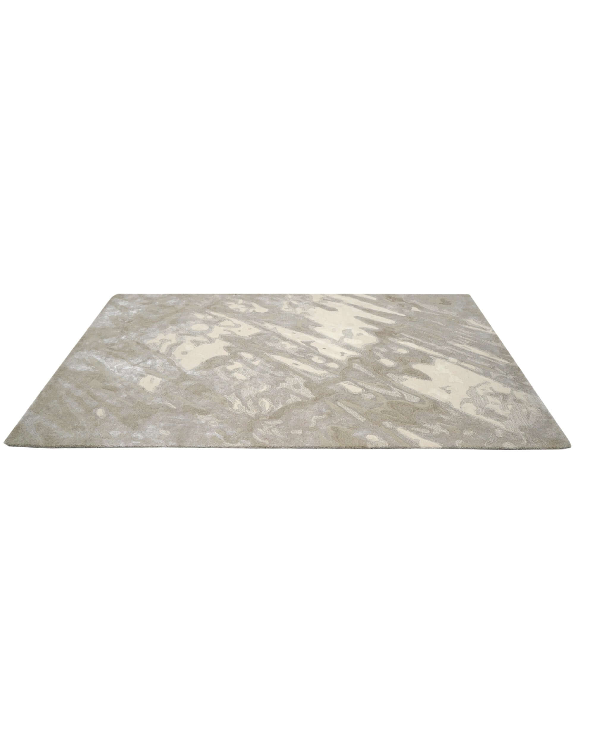 E L S A luxury handmade rug by Cherom in soft beige, taupe, and grey New Zealand wool.