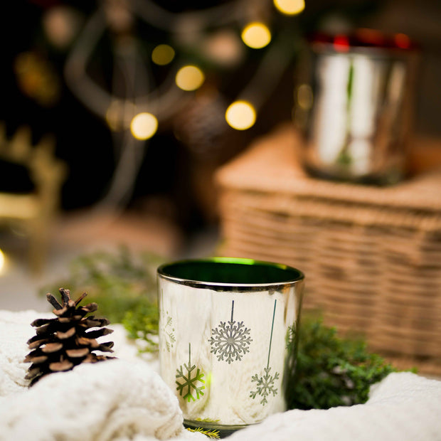 Snowflake Embossed Glass Votive | Winter Candle Holder for Festive Home Decor – ArteCasa