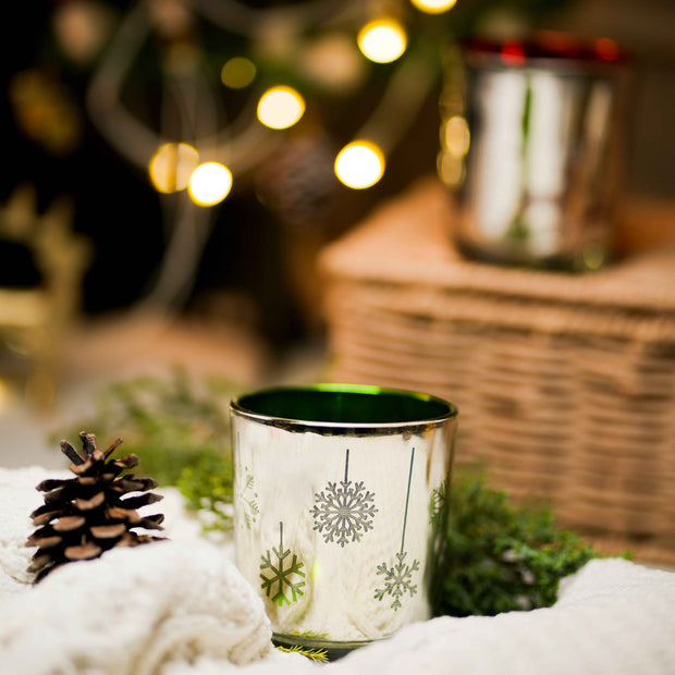 Snowflake Embossed Glass Votive | Winter Candle Holder for Festive Home Decor – ArteCasa