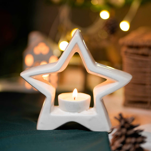 Star-Shaped Tea Light Holder | Ceramic Candle Holder