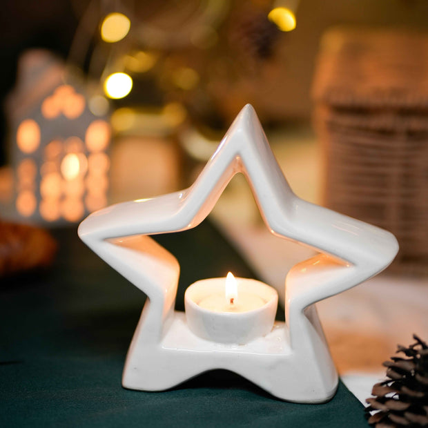 Star-Shaped Tea Light Holder | Ceramic Candle Holder
