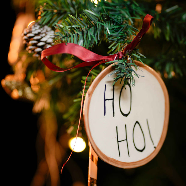 Ho Ho Ho Festive Ceramic Christmas Ornament | Santa Inspired Hanging Tree Decor – ArteCasa