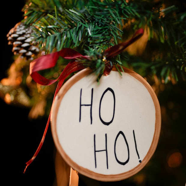Ho Ho Ho Festive Ceramic Christmas Ornament | Santa Inspired Hanging Tree Decor – ArteCasa