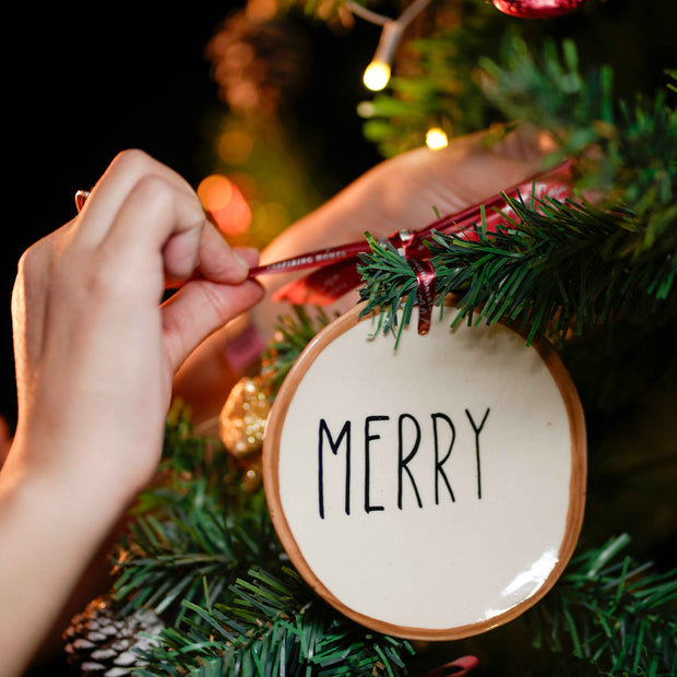 Merry Festive Ceramic Christmas Ornament | Decorative Hanging Ornament for Tree Decor – ArteCasa
